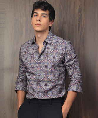 RARE RABBIT Men Printed Casual Purple Shirt