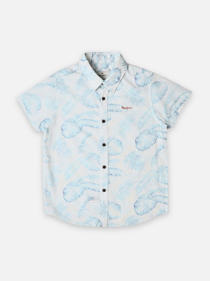 Pepe Jeans Boys Printed Casual Light Blue, White Shirt