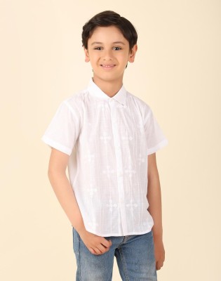 Fabindia Boys Embroidered Festive White Shirt