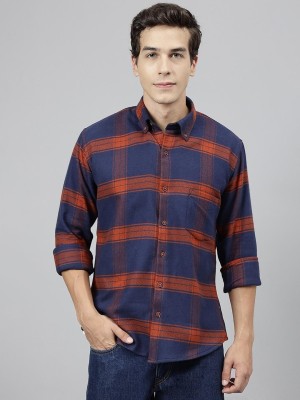 Hancock Men Checkered Casual Dark Blue, Red Shirt