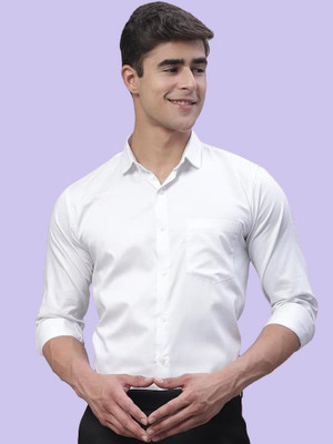 Super Weston Men Solid Formal White Shirt