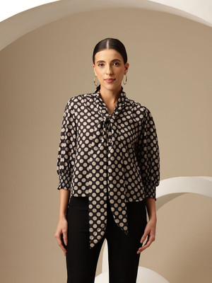 CHEMISTRY Women Printed Casual Black Shirt
