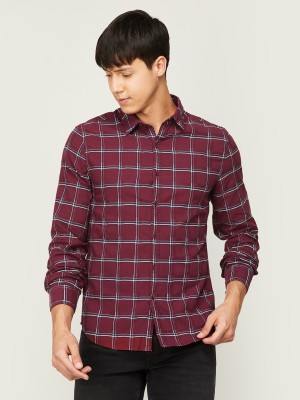 Fame Forever by Lifestyle Men Checkered Casual Maroon Shirt