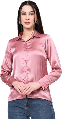 SliqueApparels Women Solid Festive Pink Shirt