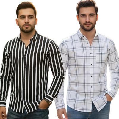 MSSTRU Men Striped Casual Multicolor Shirt(Pack of 2)