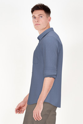 PETER ENGLAND Men Solid Casual Grey Shirt