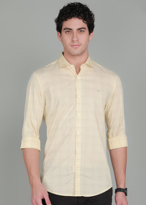 PETER ENGLAND Men Checkered Formal Yellow Shirt