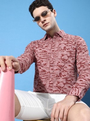 WROGN Men Printed Casual Maroon Shirt