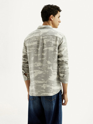 LEVI'S Men Military Camouflage Casual Grey Shirt