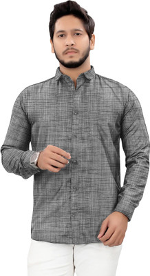 MK WORLD Men Self Design Casual Grey Shirt