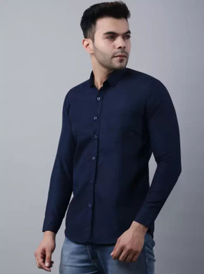 ZENE Men Self Design Casual Blue Shirt