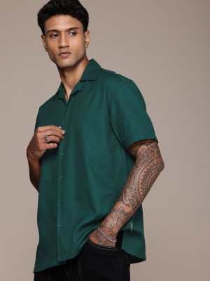 Roadster Men Self Design Casual Green Shirt