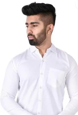 THREADDZILLAA Men Solid Formal White Shirt
