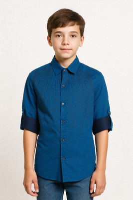 Charchit Boys Solid Casual Blue Shirt