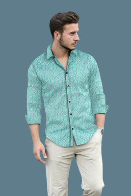 StellLIFEsTYLE Men Printed Casual Light Blue Shirt