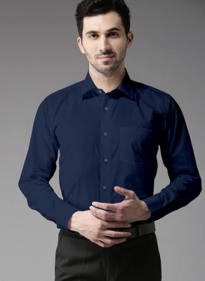 STUDIO NEXX Men Solid Formal Dark Blue Shirt