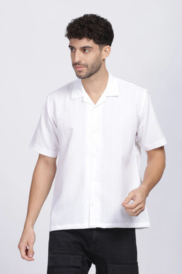 TatvamZone Men Solid Casual White Shirt