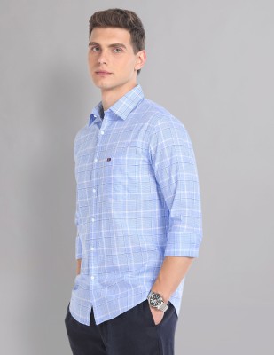 AD by Arvind Men Checkered Casual Blue Shirt