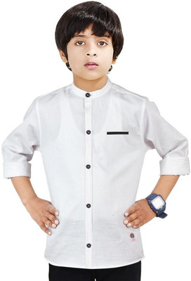 Paper Crane Boys Solid Casual White Shirt