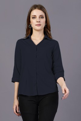Availmart Women Solid Formal Dark Blue Shirt