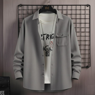 SHABIB Men Solid Casual Grey Shirt
