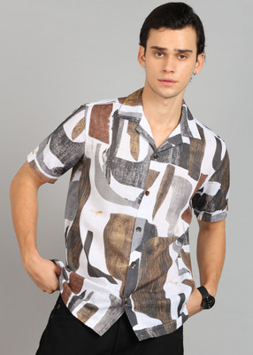 KILLER Men Printed Casual White, Grey Shirt