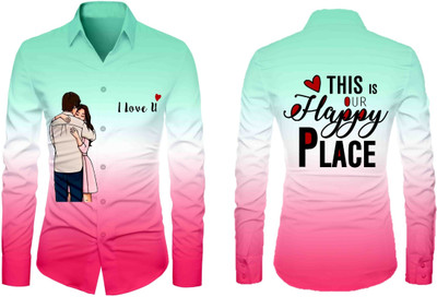 VMENTERPRISE Men Printed Casual Pink Shirt