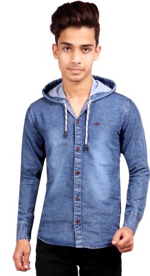 SQS Boys Washed Casual Blue Shirt