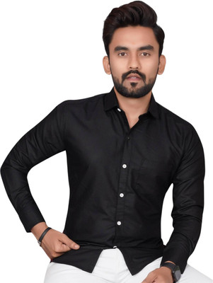 VC Fashion Men Solid Formal Black Shirt