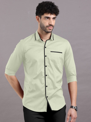 Growwax Men Solid Casual Green Shirt
