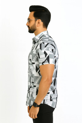 AVOLT Men Printed Casual Grey, White Shirt