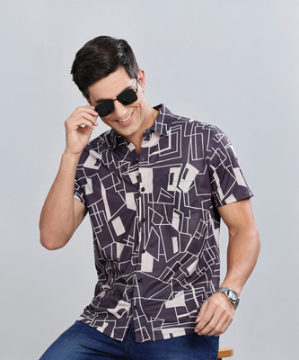 Bullmer Men Printed Casual Black Shirt