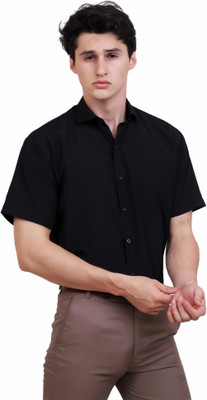 Appel Touch Men Solid Formal Black Shirt