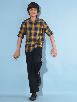 CRIMSOUNE CLUB Boys Checkered Casual Yellow Shirt