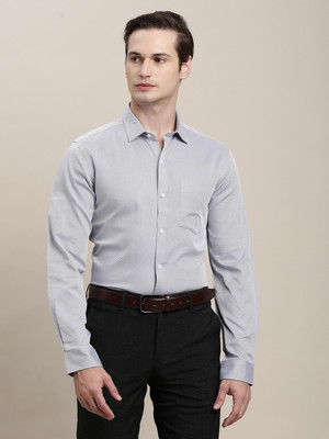 TURTLE Men Printed Formal Grey Shirt