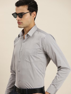 Hancock Men Solid Formal Grey Shirt