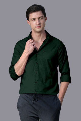 Growwax Men Solid Casual Dark Green Shirt