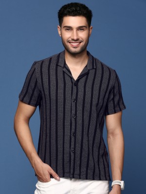 Showoff Men Self Design Casual Black Shirt