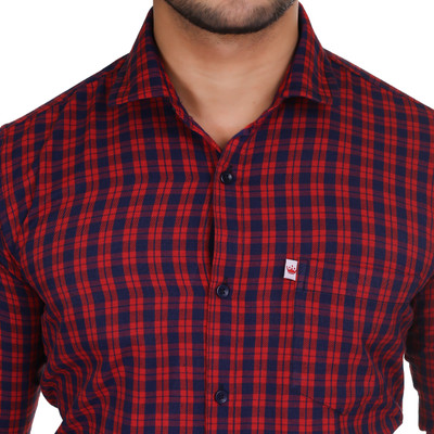 Arthz Fab Trend Men Checkered Casual Dark Blue, Red Shirt