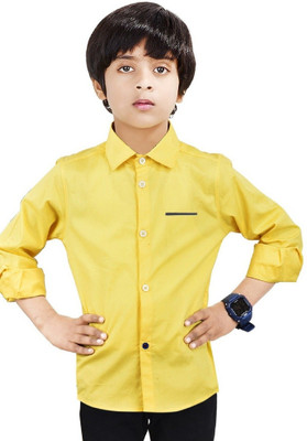 Paper Crane Boys Solid Casual Yellow Shirt
