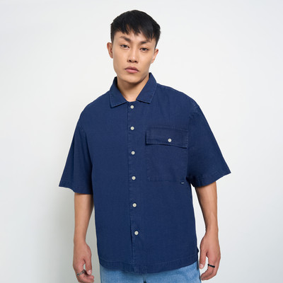 SF Jeans by Pantaloons Men Dyed/Ombre Casual Blue Shirt