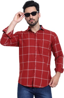 Rb Royal Blue Men Checkered Casual Maroon Shirt