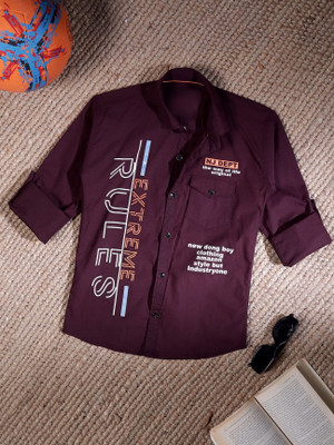 KILLER Boys Printed Casual Purple Shirt