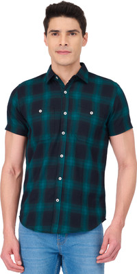 Twist99 Men Checkered Casual Dark Blue, Light Blue Shirt