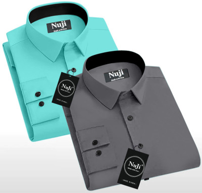 NuJi Men Solid Casual Multicolor Shirt(Pack of 2)