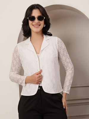 Style Quotient Women Geometric Print Formal White Shirt