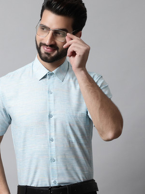 JAINISH Men Self Design Casual Light Blue Shirt