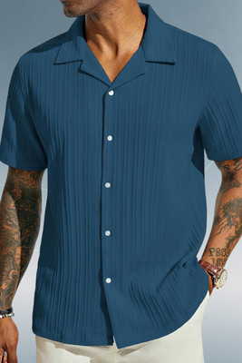 Dharamraj Fashion Men Solid Casual Blue Shirt