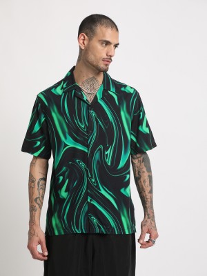 THE BEAR HOUSE Men Printed Casual Dark Green, Black Shirt