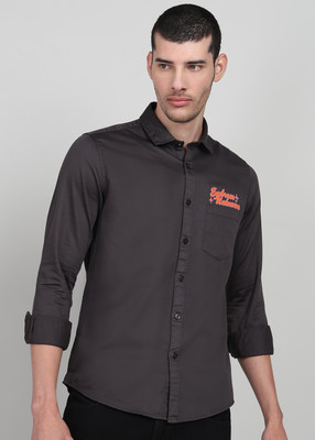 KILLER Men Printed Casual Grey Shirt